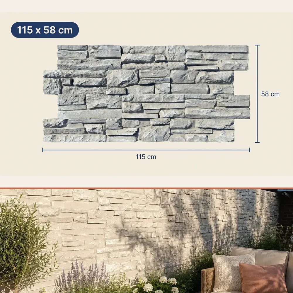 Painel 3D de Tijolo Colorado Cinza Claro 115x58x4,5 cm
