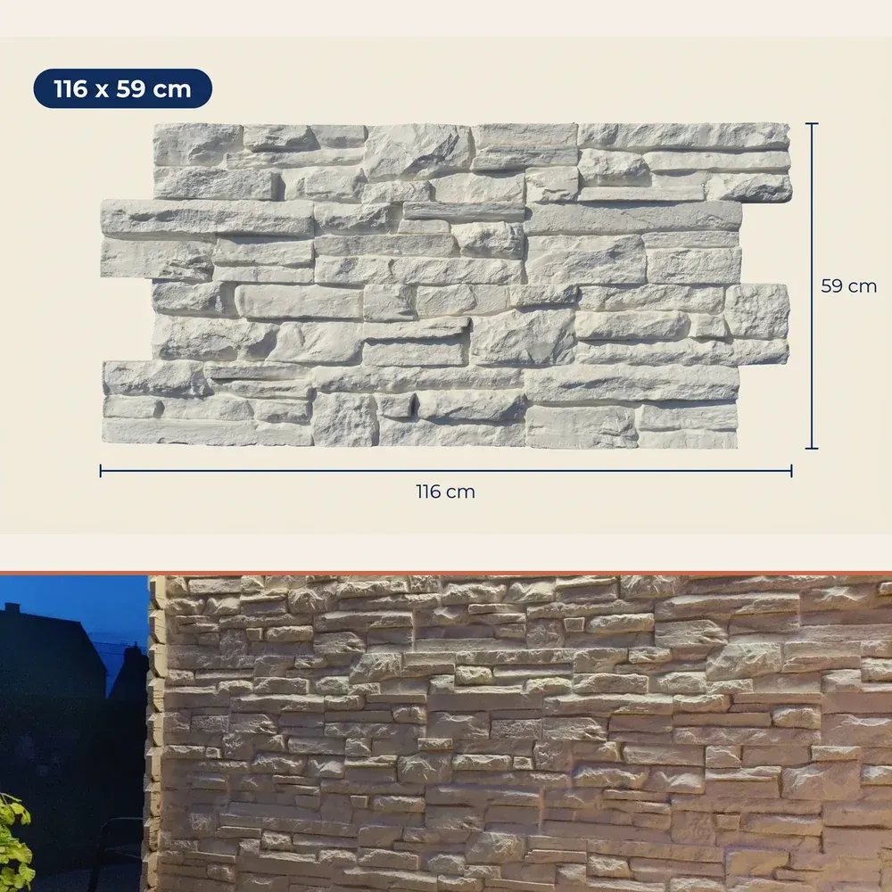 Painel 3D de Tijolo PU Chateau Blanc 116x59 cm